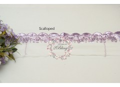 Sequin Lace, LAVENDER, Scalloped Trim, white mesh - 1m length